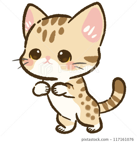 Hand drawn doodle illustration kawaii cute cat.... - Stock Illustration ...