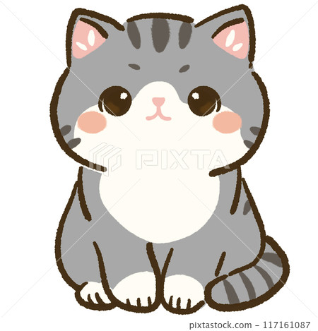 Hand drawn doodle illustration kawaii cute cat. Pet cartoon character. Kitten Collection of design elements. Hand drawn doodle illustration kawaii cute cat. Pet cartoon character. Kitten Collection of design elements. 117161087