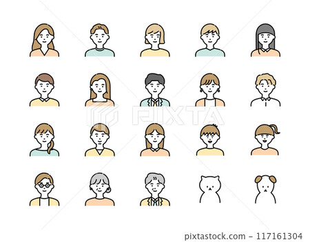 People and pets icon set color People and pets icon set color 117161304