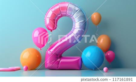 number two colorful birthday balloon illustration number two colorful birthday balloon illustration 117161891