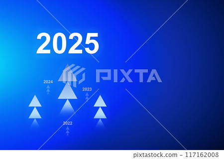 A blue background with a graph showing a line going up, 2025 concept 117162008