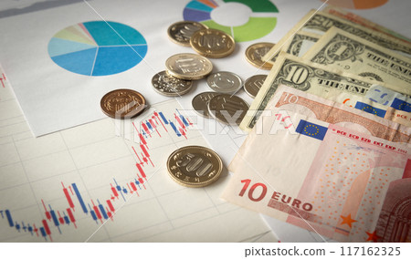 燭台和貨幣圖貨幣兌換金融金融經濟資產管理 燭台和貨幣圖貨幣兌換金融金融經濟資產管理 117162325