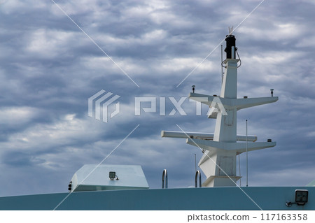 Mast deck on a ship sailing from Lanzarote to Graciosa, Canary Islands 117163358
