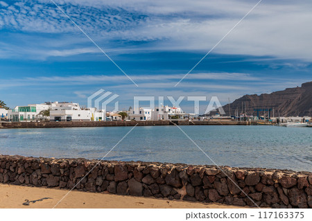 The village of Caleta del Sebo on the island of Graciosa near Lanzarote, Canary Islands The village of Caleta del Sebo on the island of Graciosa near Lanzarote, Canary Islands 117163375