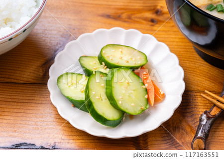 Cucumber and carrot in vinegar 117163551