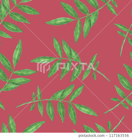 Marigold Flower Leaves Seamless Pattern. Floral Leaf Digital Paper. Marigold Flower Leaves Seamless Pattern. Floral Leaf Digital Paper. 117163556