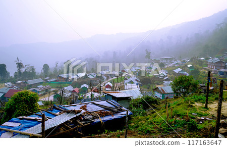 A wide angle view from the top of sillery gaon, a offbeat destination in kalimpong district of west bengal A wide angle view from the top of sillery gaon, a offbeat destination in kalimpong district of west bengal 117163647