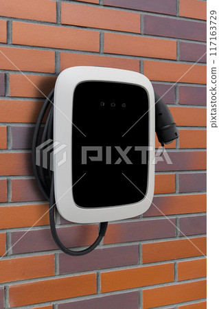 Charging station for electric vehicles mounted on a wall Charging station for electric vehicles mounted on a wall 117163729