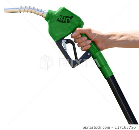 Hand with green refueling nozzle with the inscription BIO 117163750