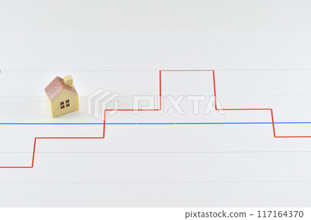 Image of mortgage interest rates with house and graph 117164370