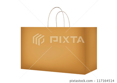 Brown paper bag isolated on white background. Clipping path 117164514