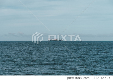 貨櫃船在地平線上航行 貨櫃船在地平線上航行 117164593