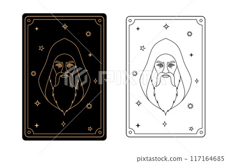 Tarot card hermit. The major arcana of a deck of cards. Tarot card hermit. The major arcana of a deck of cards. 117164685