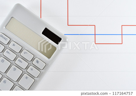 Image of loan interest rate with calculator and graph 117164757
