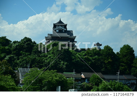 Fukuchiyama Castle as seen from inside the Sanin Main Line train Fukuchiyama Castle as seen from inside the Sanin Main Line train 117164879