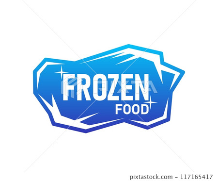 Frozen product icon, vector emblem with ice crystals, surrounded by frosty sparks, encapsulating the essence of cold, with a cool, modern, crisp, stylized font, evoking freshness and quality feeling Frozen product icon, vector emblem with ice crystals, surrounded by frosty sparks, encapsulating the essence of cold, with a cool, modern, crisp, stylized font, evoking freshness and quality feeling 117165417