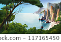 The morning sea view illustration is very beautiful. 117165450
