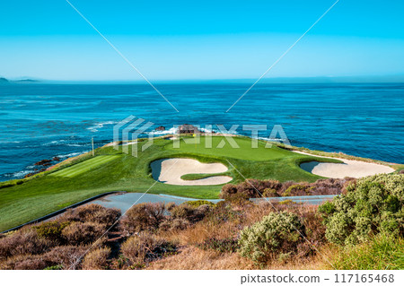 Pebble Beach golf course, Monterey, California, usa 117165468