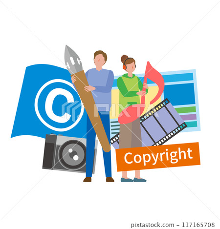 版權和創作者男性和女性 版權和創作者男性和女性 117165708