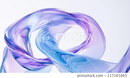 An abstract organic shapes, glass-like materials, and light purple and blue colors on a white background. An abstract organic shapes, glass-like materials, and light purple and blue colors on a white background. 117165865