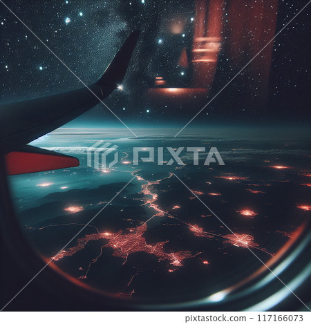 星空和月光下的夜間飛行 117166073