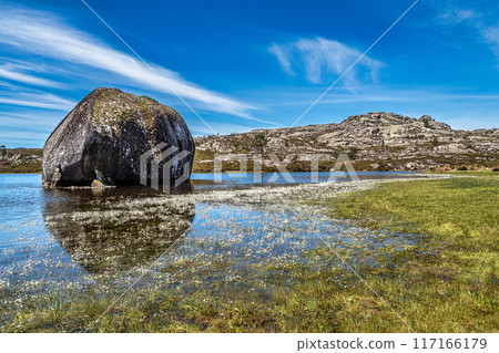 Beautiful lake at top of Penameda hill in national park Peneda Geres in Portugal. Beautiful lake at top of Penameda hill in national park Peneda Geres in Portugal. 117166179