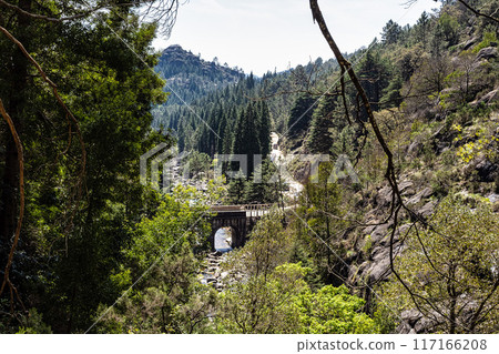 The beautiful Arado Waterfall, Cascata do Arado at the Peneda Geres National Park in Portugal, Europe 117166208