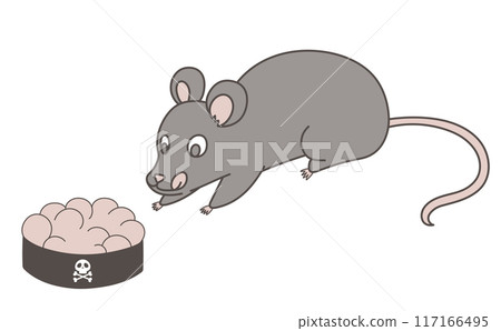 A rat caught in a container of poison bait 117166495