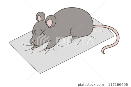 A mouse caught in a sticky sheet trap A mouse caught in a sticky sheet trap 117166496