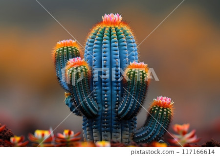 Vibrant Cactus in Bloom Nature's Desert Beauty and Flora Photography for Print, Card, Poster Generative AI 117166614