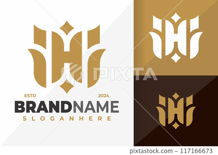 Letter H King Crown Logo design vector symbol icon illustration 117166673