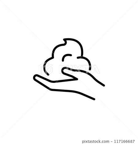 Foam in hand, linear icon. Line with editable stroke Foam in hand, linear icon. Line with editable stroke 117166687