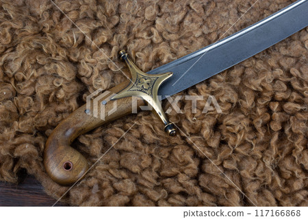 Ukraine Saber Sword on fur, 17th century. Poland, Lithuania, Hungary, Ukraine. Ukraine Saber Sword on fur, 17th century. Poland, Lithuania, Hungary, Ukraine. 117166868