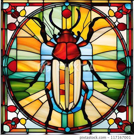 昆蟲圖案彩色玻璃 117167001
