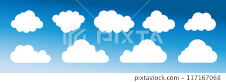 Set of cartoon cloud in a flat design. White cloud. Vector Set of cartoon cloud in a flat design. White cloud. Vector 117167068