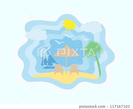summer sea view sky and beach paper cut art banner vector illustration flat style background for you design summer sea view sky and beach paper cut art banner vector illustration flat style background for you design 117167103