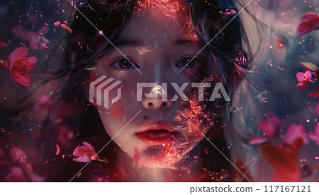 Female illustration in anime style, Generative AI image 117167121