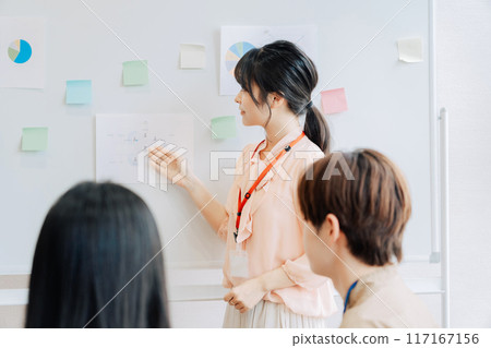 年輕女員工進行示範 117167156