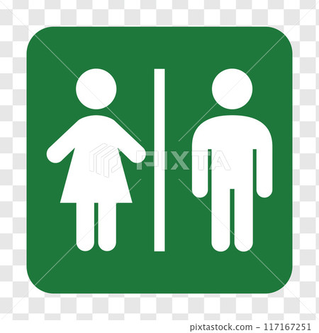 Simple basic sign green flat icon male and female toilet. Vector illustration Simple basic sign green flat icon male and female toilet. Vector illustration 117167251