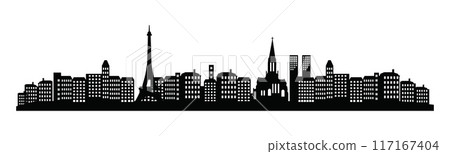 eiffel tower, silhouette, france, silhouette city, cityscape, cathedral, skyline, iconic landmark, architecture, paris, illustration, city, vector, tower, building, urban, landmark, design, modern, tr 117167404