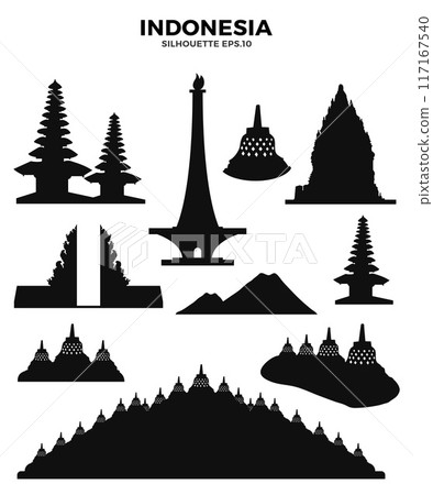 Silhouette Collection of Iconic Indonesian Monuments and Temples Silhouette Collection of Iconic Indonesian Monuments and Temples 117167540