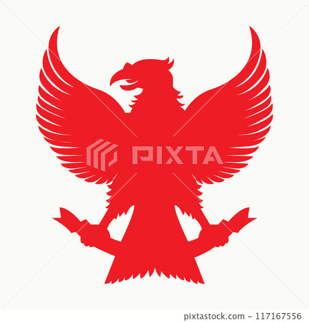 indonesian independence eagle silhouette vector isolated on white background	 117167556