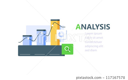 Searching charts,Big data and analysis,flat design icon vector illustration 117167578