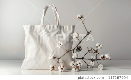 Cotton grocery bag mockup on white background with space for text 117167904