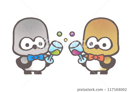 貓頭鷹用酒敬酒 117168002