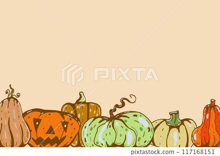 Autumn decorative vector border. Fall design, vintage style. 117168151