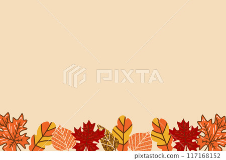 Autumn decorative vector border. Fall design, vintage style. 117168152