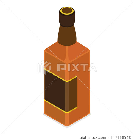 3D Isometric Flat Vector Set of Bottles with Alcohol Drinks, Cocktail Beverages. Item 5 117168548