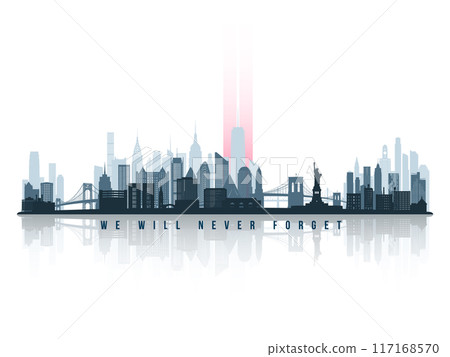 Stylized NYC skyline with tribute light Stylized NYC skyline with tribute light 117168570