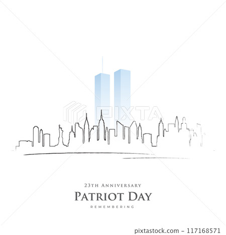 Minimalist skyline with Twin Towers, Patriot Day remembrance Minimalist skyline with Twin Towers, Patriot Day remembrance 117168571